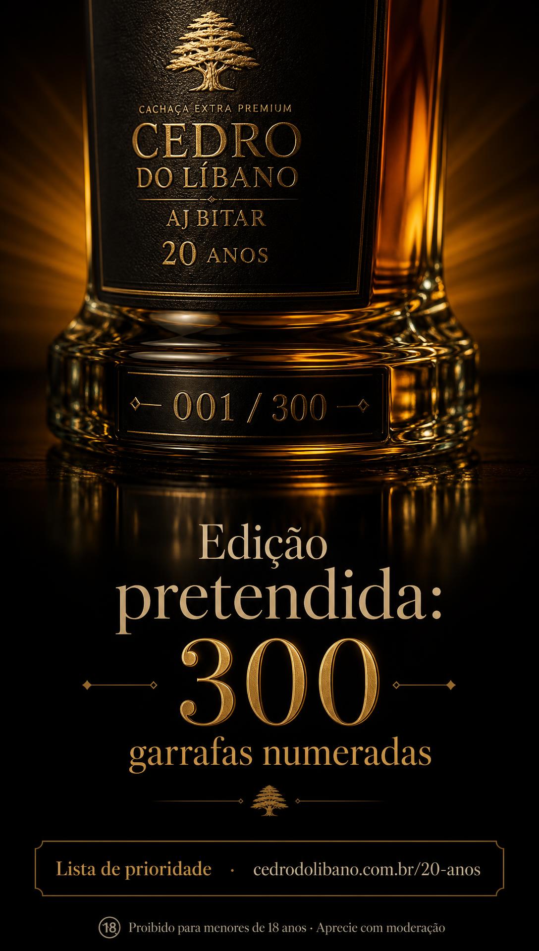 Edição pretendida de 300 garrafas numeradas — Cedro do Líbano 20 Anos